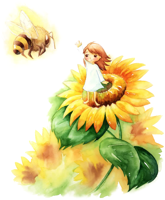 Painting Common Sunflower Girl - Painting Common Sunflower Girl (550x758)