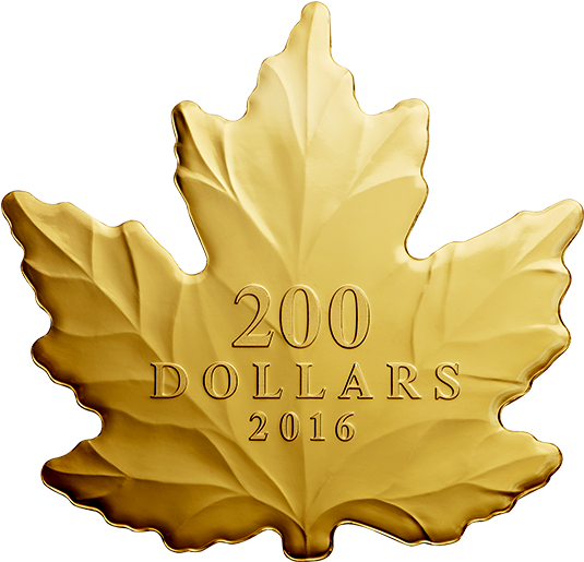 Pure Gold Coin Maple Leaf Silhouette Mintage 800 - Maple Leaf Shaped Gold Coin (570x570)