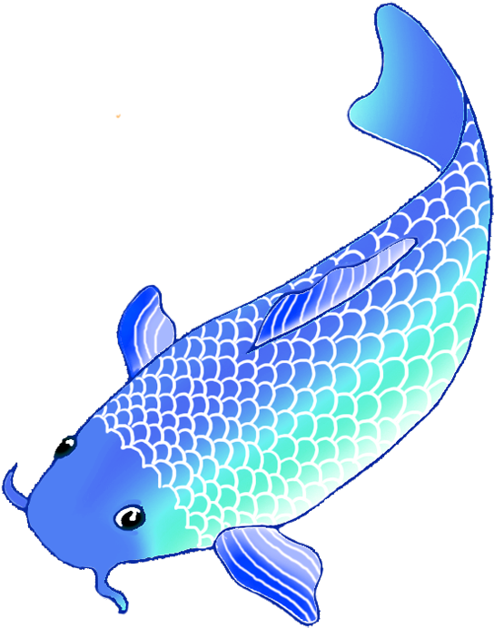 Blue Koi Fish Clip Art - Blue Koi Fish Transparent (650x825)