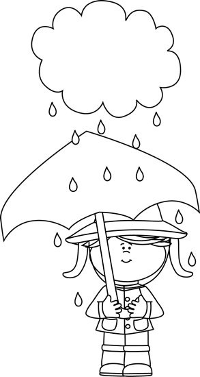 Black And White Girl Under A Rain Cloud - Clip Art (293x550)