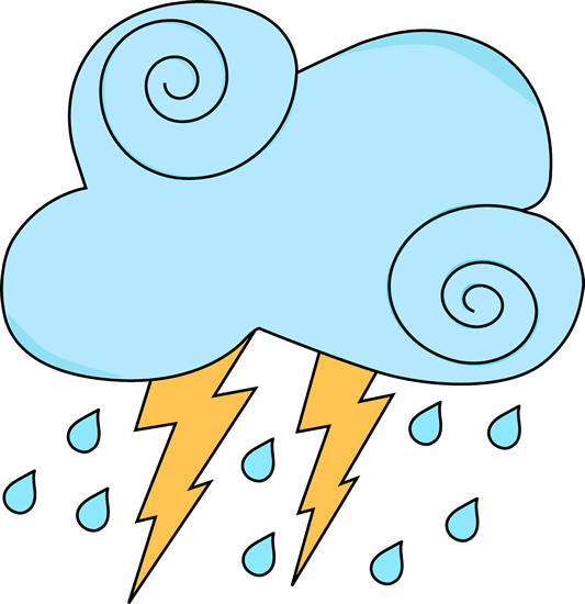 Swirly Blue Cloud With Lightning And Rain Clip Art - Rain Cloud Clip Art (533x550)