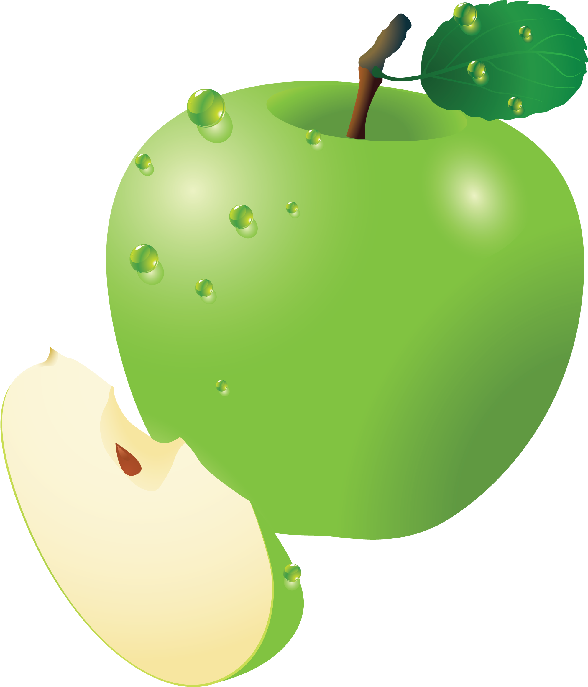 Download Png Image - Green Apple Cartoon (2118x2373)