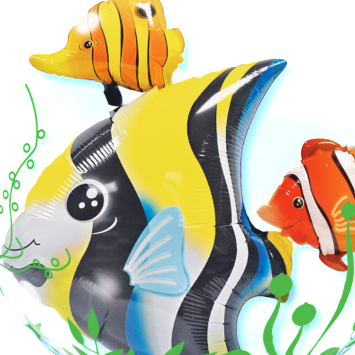 Tropical Fish Double Bubble Balloon 1pc - Qualatex 24 Inch Double Bubble Balloon - Seaweed Tropical (501x501)