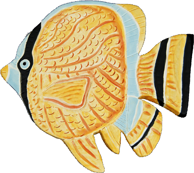 Small Free Form Ceramic Tile Of Tropical Fish In Yellow - Tile (640x570)
