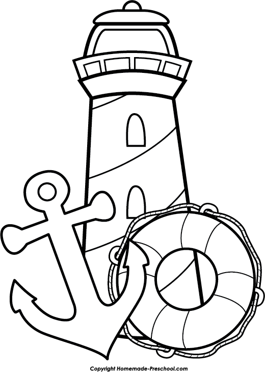 Anchor Clip Art Black And White Lighthouse - Free Lighthouse Clipart Black And White (520x730)