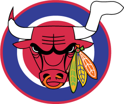 Combination Of Bulls, Blackhawks, Sox, Bears, And Cubs - Chicago Sports Teams Logos Combined (500x418)