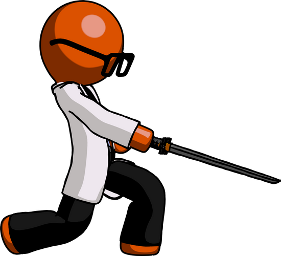 Doctor Scientist Man With Ninja Sword Katana Slicing - Ninjatō (800x728)