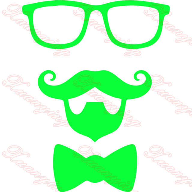 Fluorescent Sticker 10cm*13cm Mustache Beard Tie Boy - Beard And Moustache Sticker Hd (800x800)