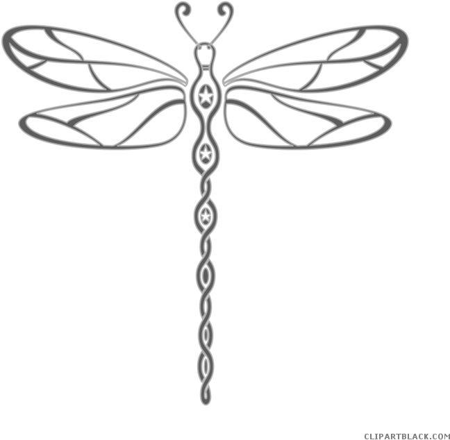 Amazing Dragonfly Animal Free Black White Clipart Images - Celtic Dragonfly (700x694)