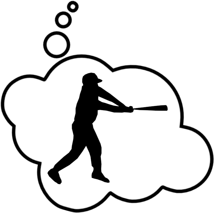 Baseball Player In Thought Bubble By Chillee Wilson - Clip Art Baseball Player (750x1000)
