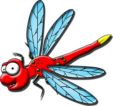 Cartoon Character Dragonfly Flying Happy I - Dragon Fly Cartoons (361x340)