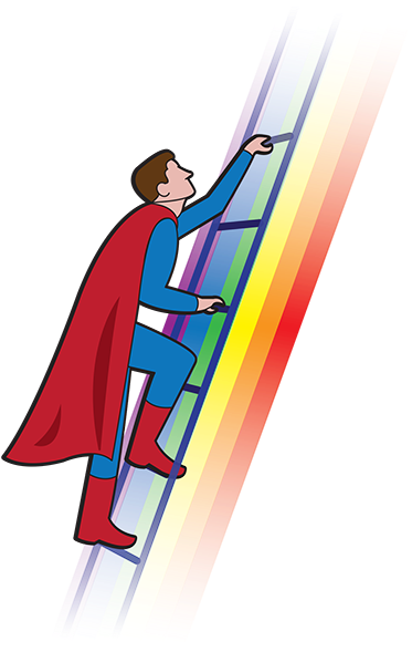 Cartoon Pictures Of Rainbows - Climbing A Ladder Cartoon (375x600)