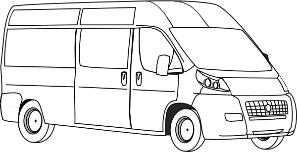 Church Van Clipart - Van Clipart Black And White (600x307)