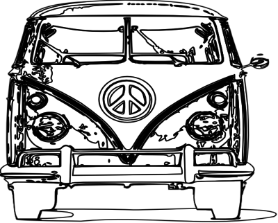 Coloring Trend Thumbnail Size Hippie Vw Bus Clip Art - Vw Bus Coloring Book (400x322)