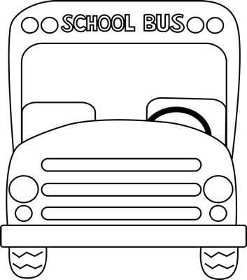 School Bus Front Black And White - School Bus Safety Coloring Page (353x400)