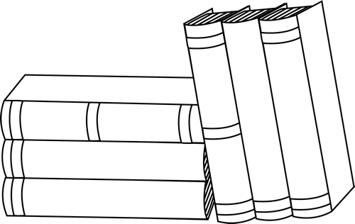 Black And White Bunch Of Books Clip Art - Black And White Books (500x316)