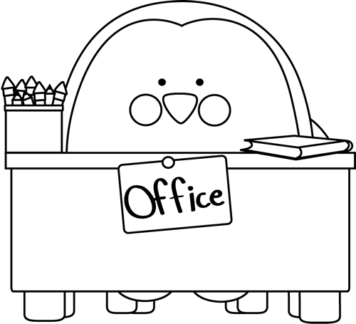 Black And White Office Penguin Clip Art - Office Clipart Black And White (500x455)