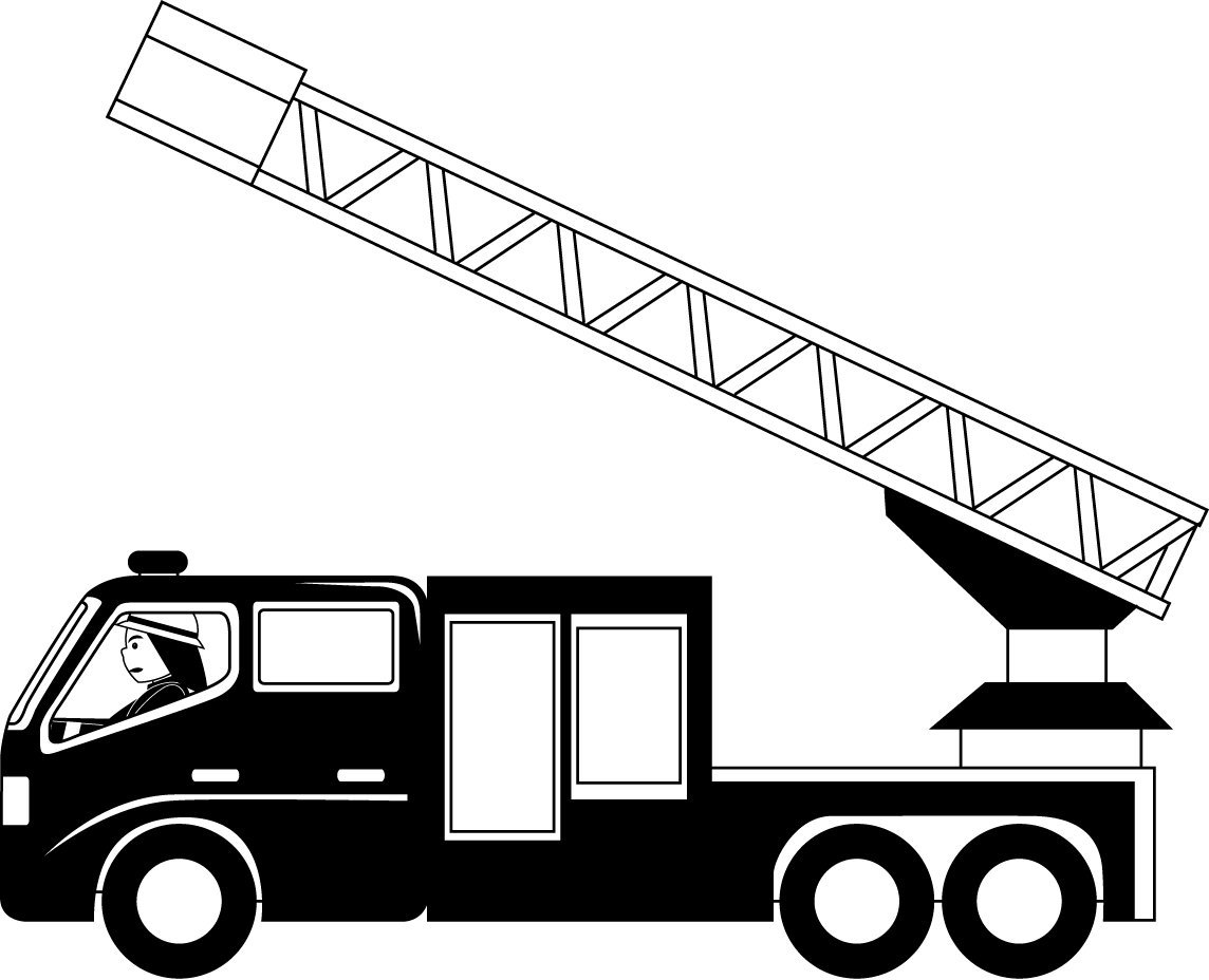 Fire Truck Clipart Black And White - Fire Truck Ladder Clip Art (1144x928)
