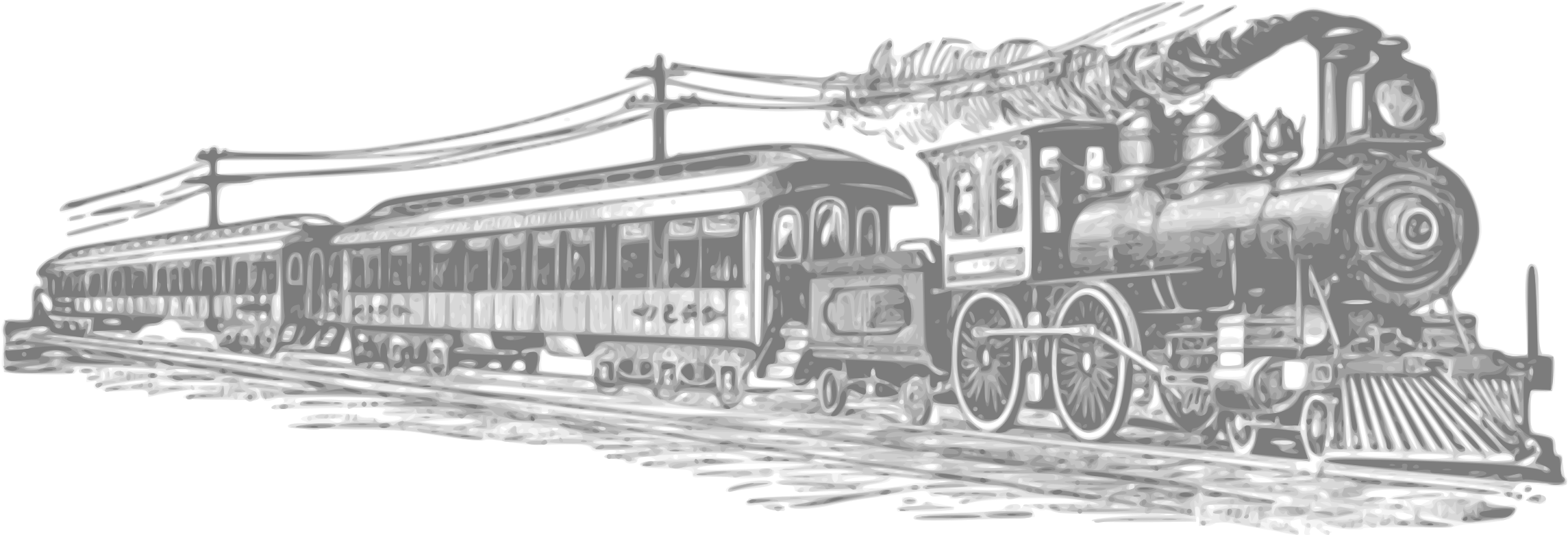 School Bus Border Black And White Download - Steam Trains Clipart (2400x880)