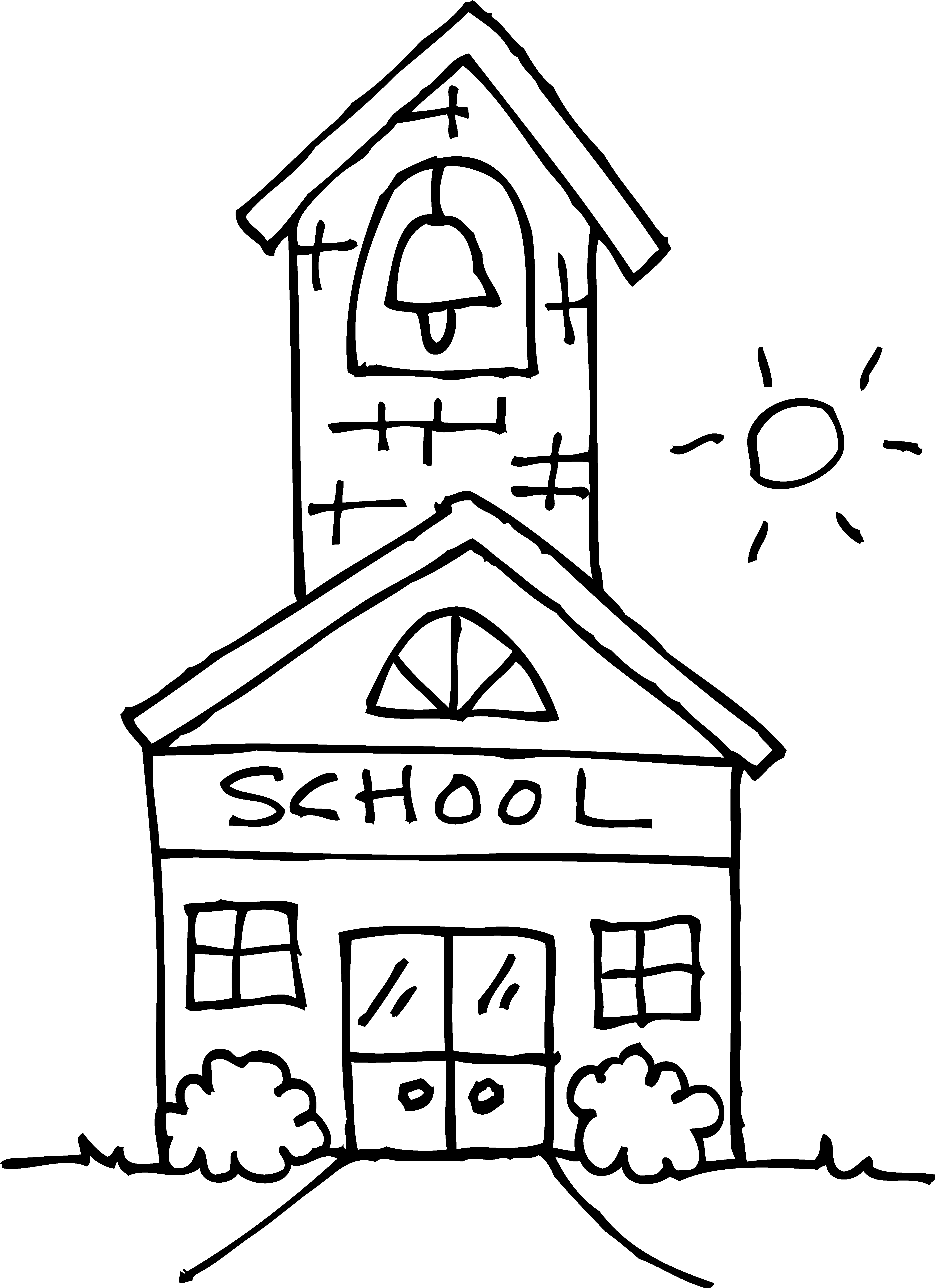 Black School Cliparts - Schools Clipart Black And White (4453x6136)