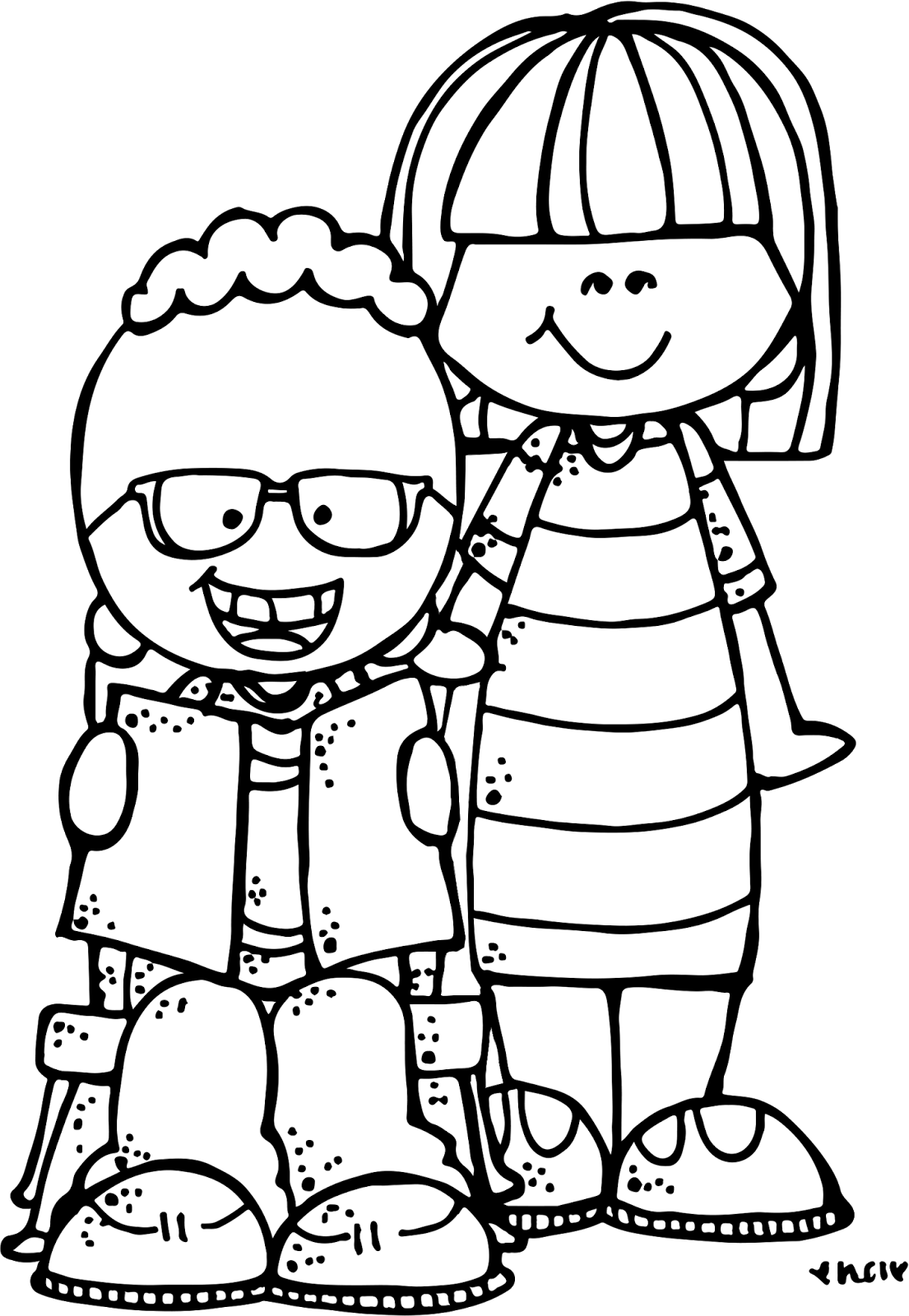 Reading Clip Art Freebie - Melonheadz Black And White Clipart (1105x1600)