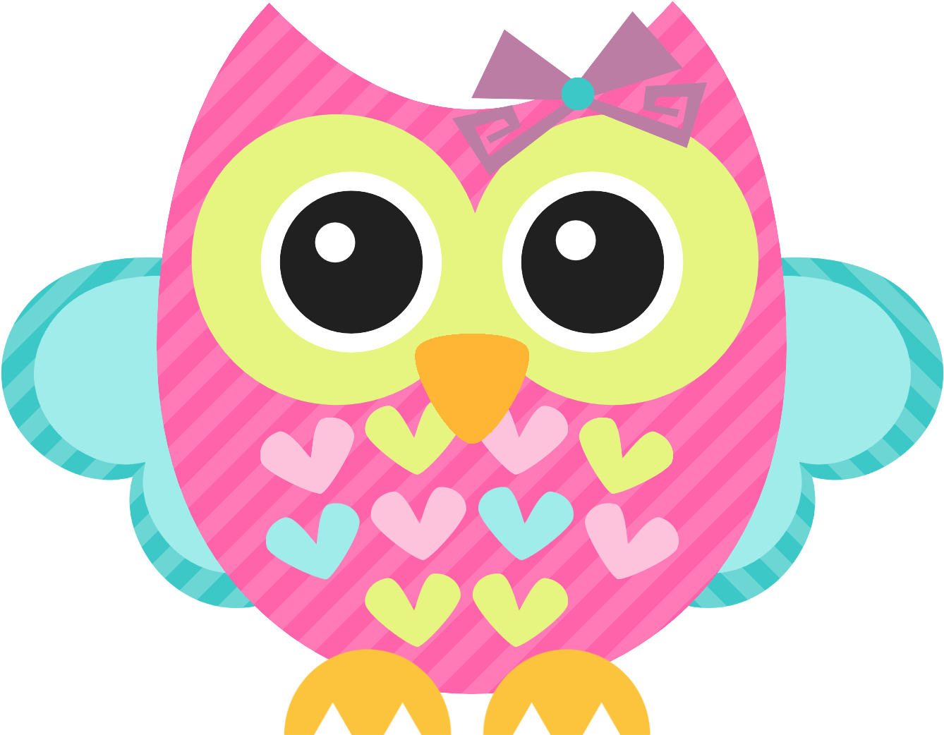 Simple Clip Art Of Owls Medium Size - Pink Owl Clip Art (1351x1056)