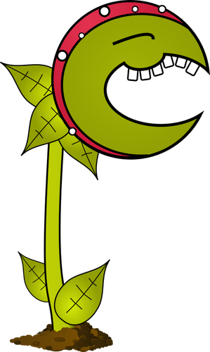 Vektor-bild, Cartoon Fleischfressende Pflanze - Cartoon Plant Clipart (299x500)