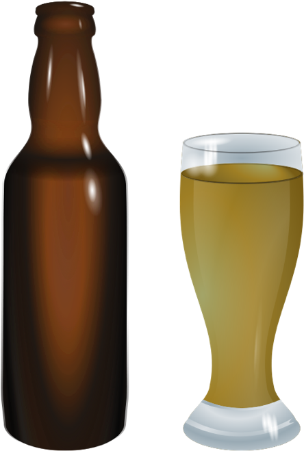 Beer Bottle Clip Art - Beer Bottle And Glass Png (595x700)