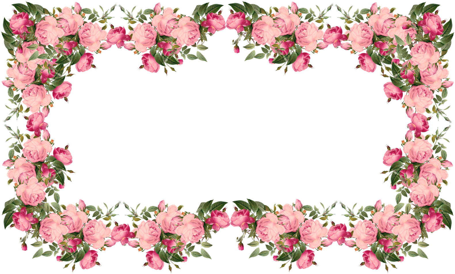 Frame Clipart Pink Rose - Transparent Flower Border Clipart (1600x962)