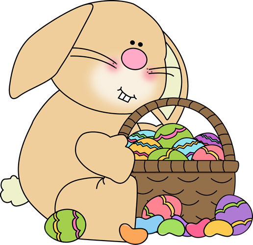 Bunny Sitting With An Easter Basket - Easter Basket (516x500)