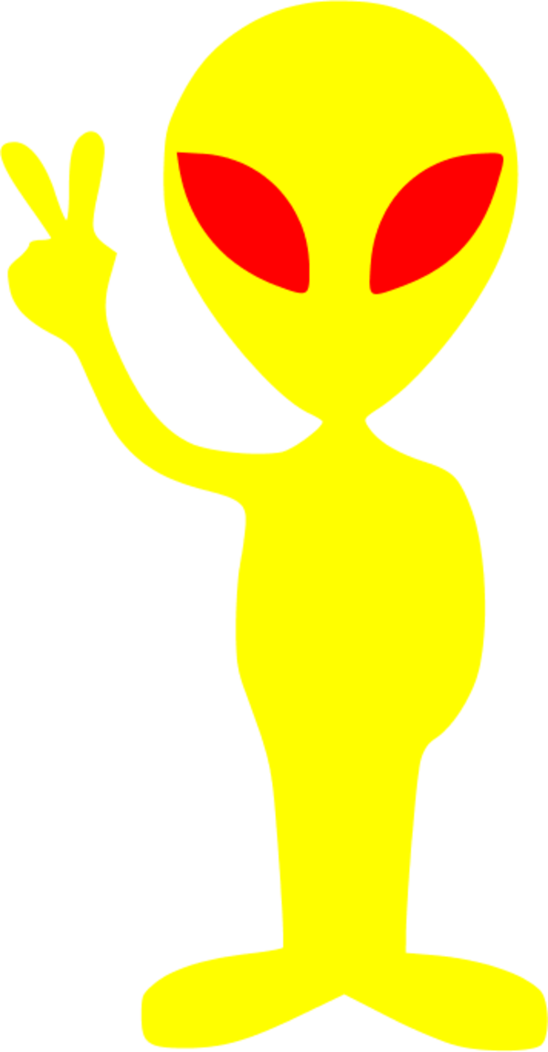 Little Green Alien Vector Clip Art - Green And Yellow Alien (600x1151)