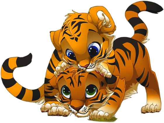 Tiger Images Free Clip Art - Cute Cartoon Tigers (590x431)
