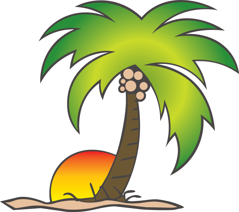 Cartoon Coconut Tree Png - Sun And Palm Tree Png (822x727)