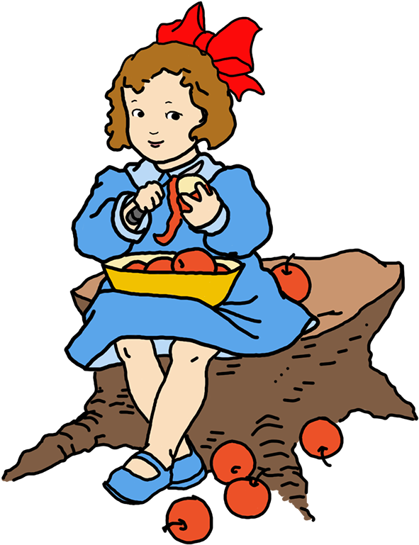 Girl At Thanksgiving Peeling Apples - Thanksgiving Day (604x886)