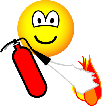 Emoticon Clipart - Emoticons - Emoticons - Fire - Emoji With Fire Extinguisher (358x371)