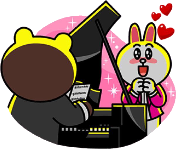 Cony Charmed By Browns Piano Playing Wallpaper Wpz03545 - Wallpaper (640x591)