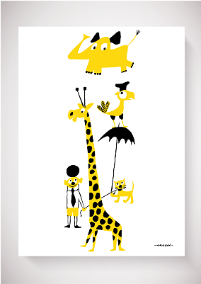 Animals Yellow Poster - Animals Yellow Poster 50x70cm (400x400)