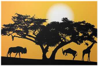 Exotic Trees And Animals, Set Vector Poster • Pixers® - Il Budda Sono Io. Incontro Con Il Buddismo Di Nichiren (400x400)