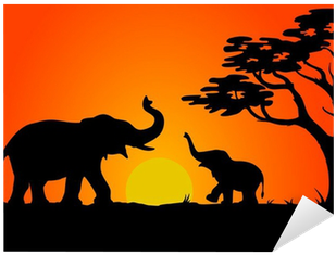 Elephant Family Silhouette Png (400x400)