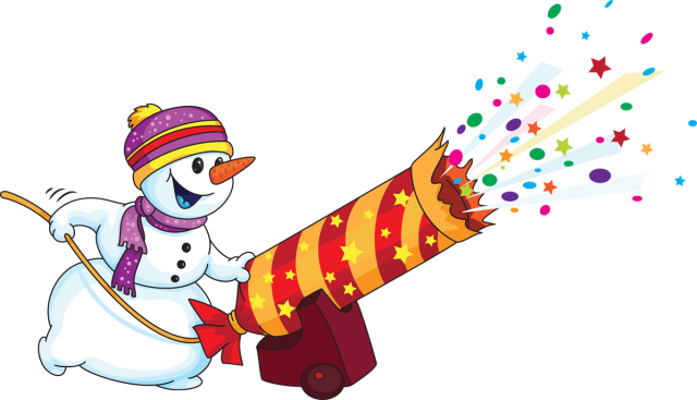 New Year Clipart Snowman - New Year Celebration Clip Art (640x367)