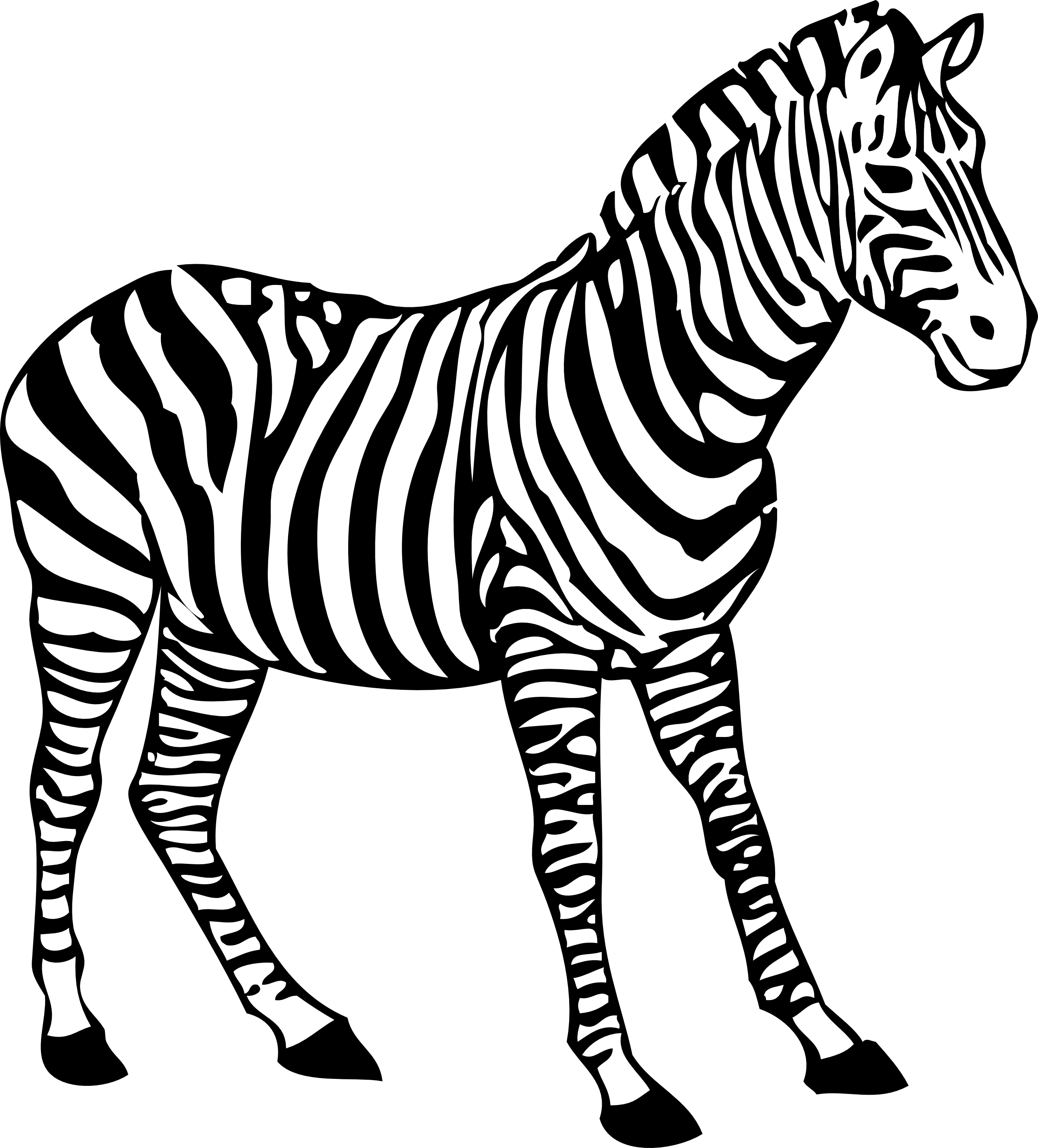 Zebra Clipart Black And White - Coloring Picture Of Zebra (2555x2824)