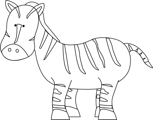 Zebra Clip Art - Zebra Black And White (500x392)