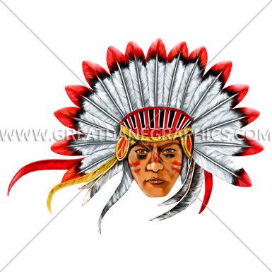 Indian Chief Head - Vector Graphics (385x385)