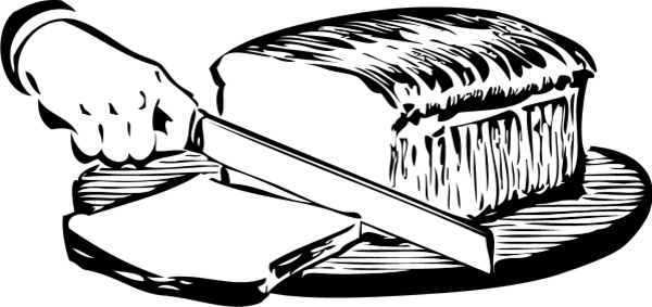 Cut Knife Clipart - Slice Clipart Black And White (600x283)