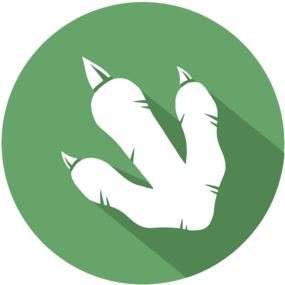 Dinosaur Footprint Circle Flat Design Icon - Dinosaur In Circle (400x300)