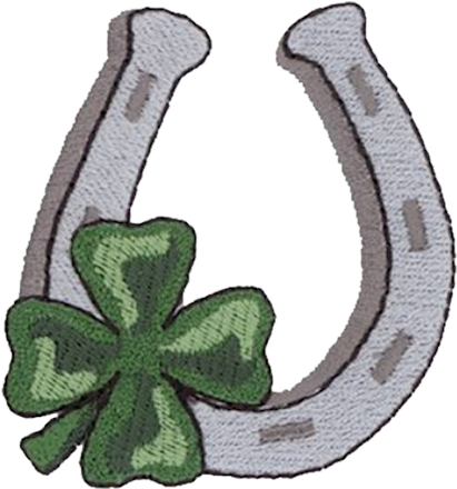 Click Here To View Saddle Pad Designs - Horseshoe & Clover Embroidery Design (421x450)