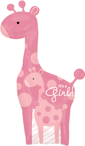 42 Mom Baby Pink Giraffes Supershape Foil Balloon - Pink Baby And Mom Giraffe (500x500)