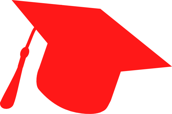 Graduation Hat Silhouette Red Clip Art - Red Graduation Cap Clipart (600x398)