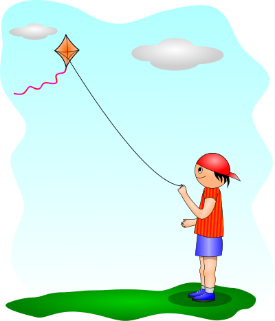 Kite Flying Clipart - Boy Playing A Kite (400x466)