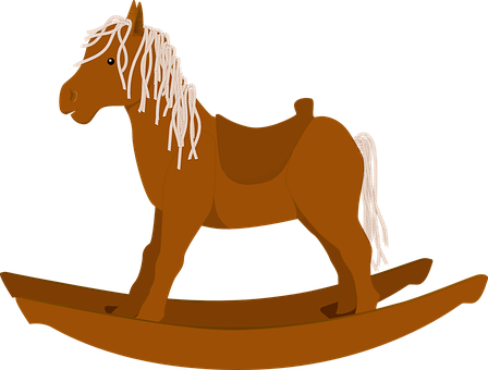 Wooden, Horse - - Rocking Horse Clipart (448x340)